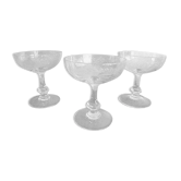 Lot 3 glasses of champagne crystal St Louis Unsigned chiseled patterns Top.11 cm