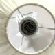 Vintage lamp with twisted crystal base from the 1960s and a white ribbon pagoda shade.