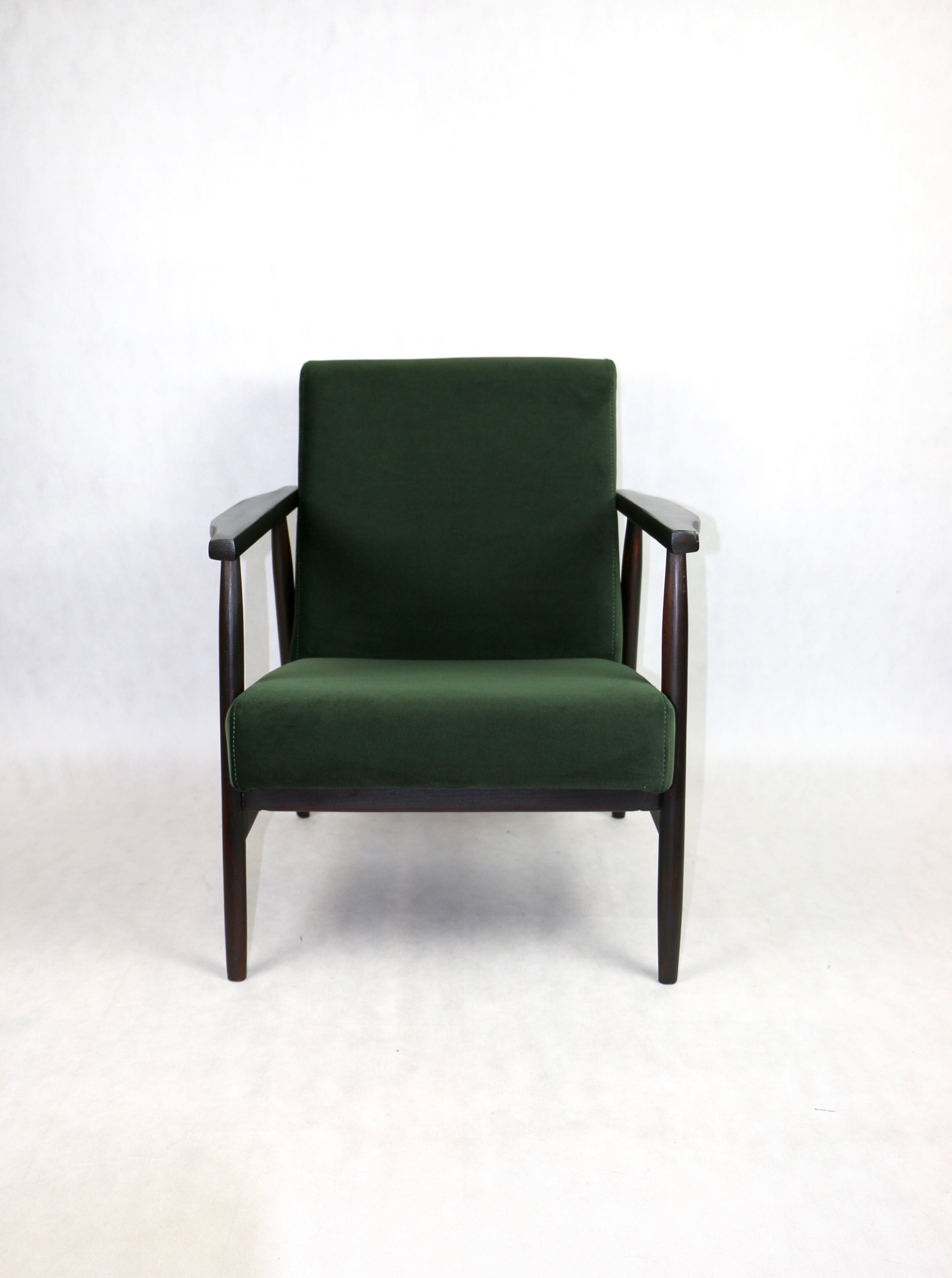 Vintage green olive easy chair, 1970s - dark wood
