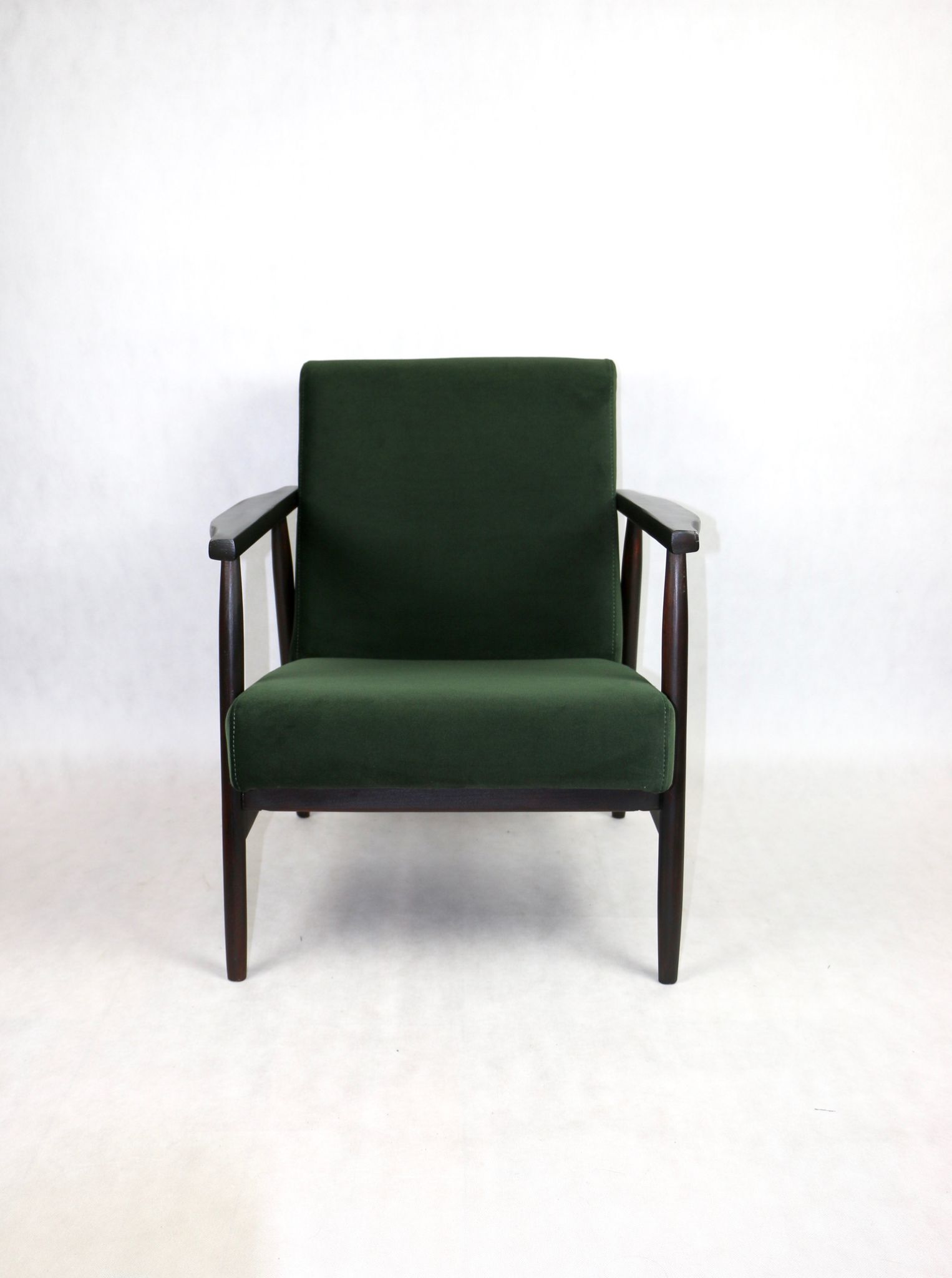 Vintage green olive easy chair, 1970s - dark wood