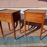 Paire de chevet style Louis XVI chêne 2 tiroirs pieds fuseaux