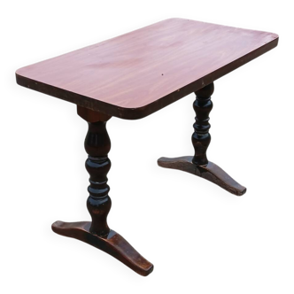 Vintage Bistro Table - Turned Wood - Neo-Rustic 70s Style