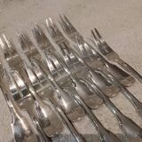12 fourchettes à escargots métal argenté orfèvre Francia uni-plat