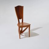 Set of 4 solid elm chairs, Maison Seltz, 1980s