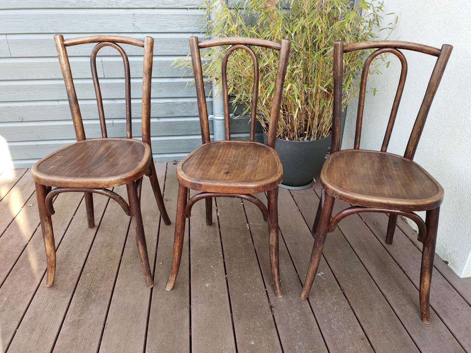 Trio of Baumann bistro chairs 1920