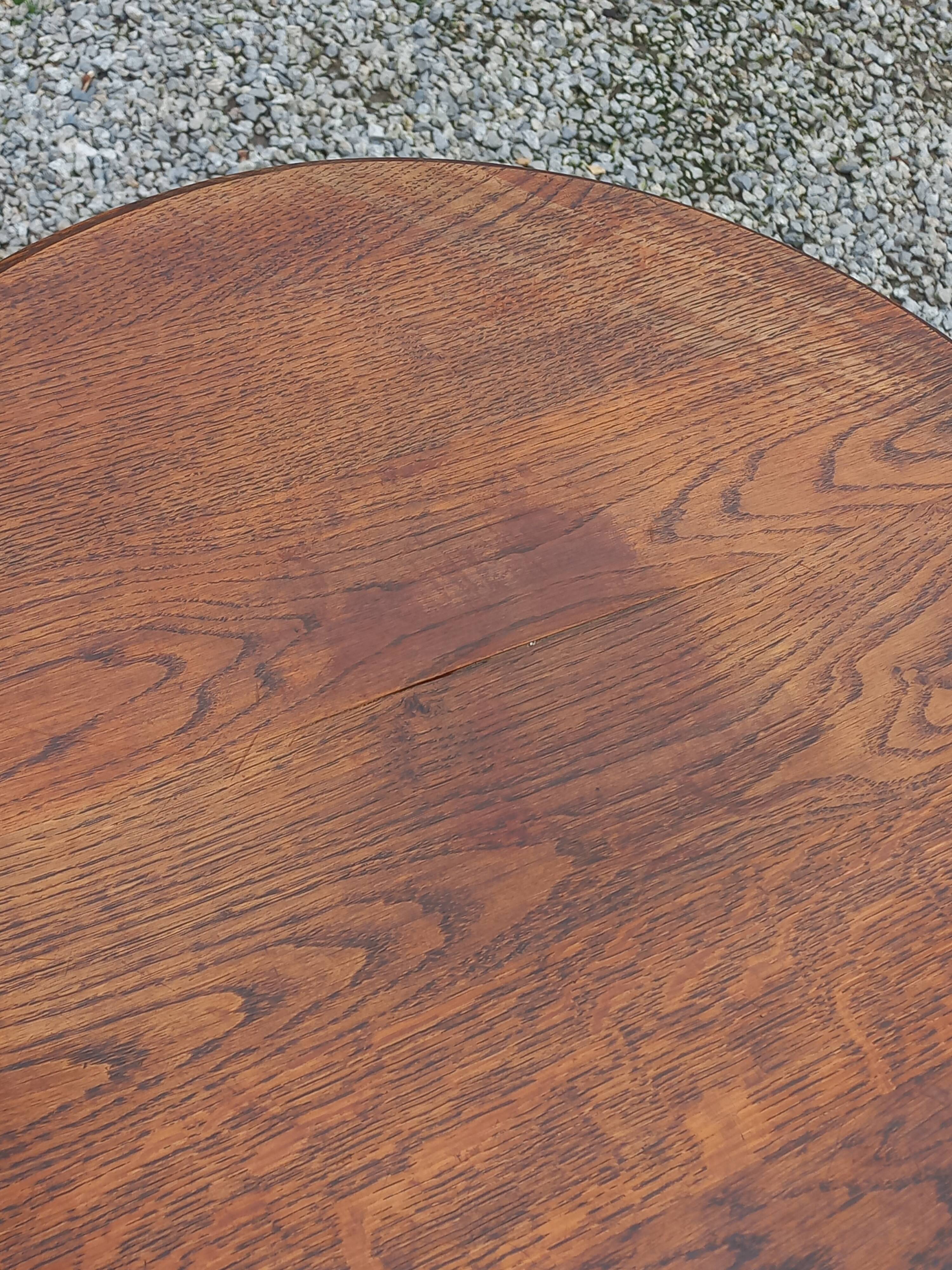 Vintage oak pedestal table with 3 shelves from the 60s