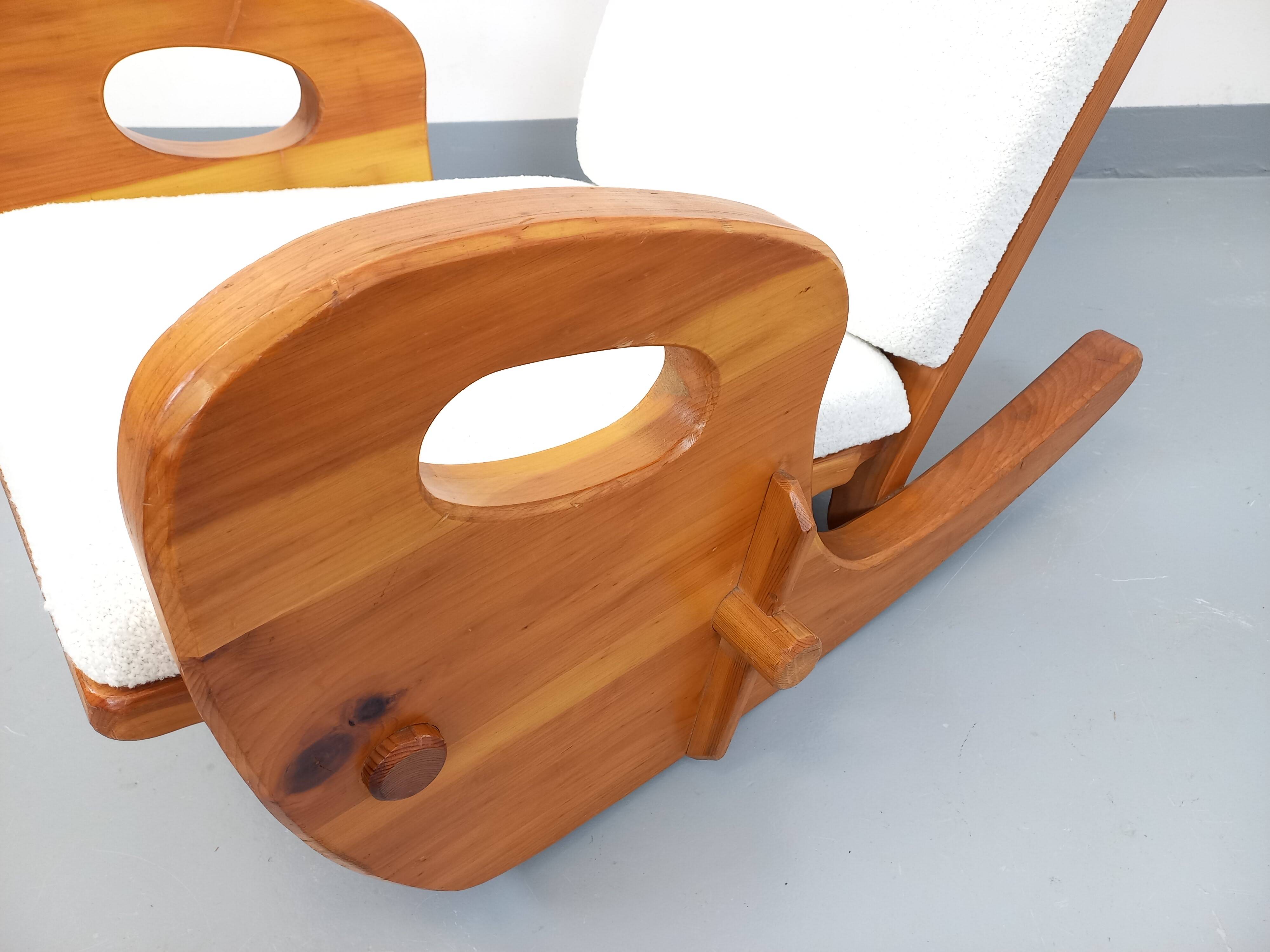 Brutalist rocking chair "sled" vintage