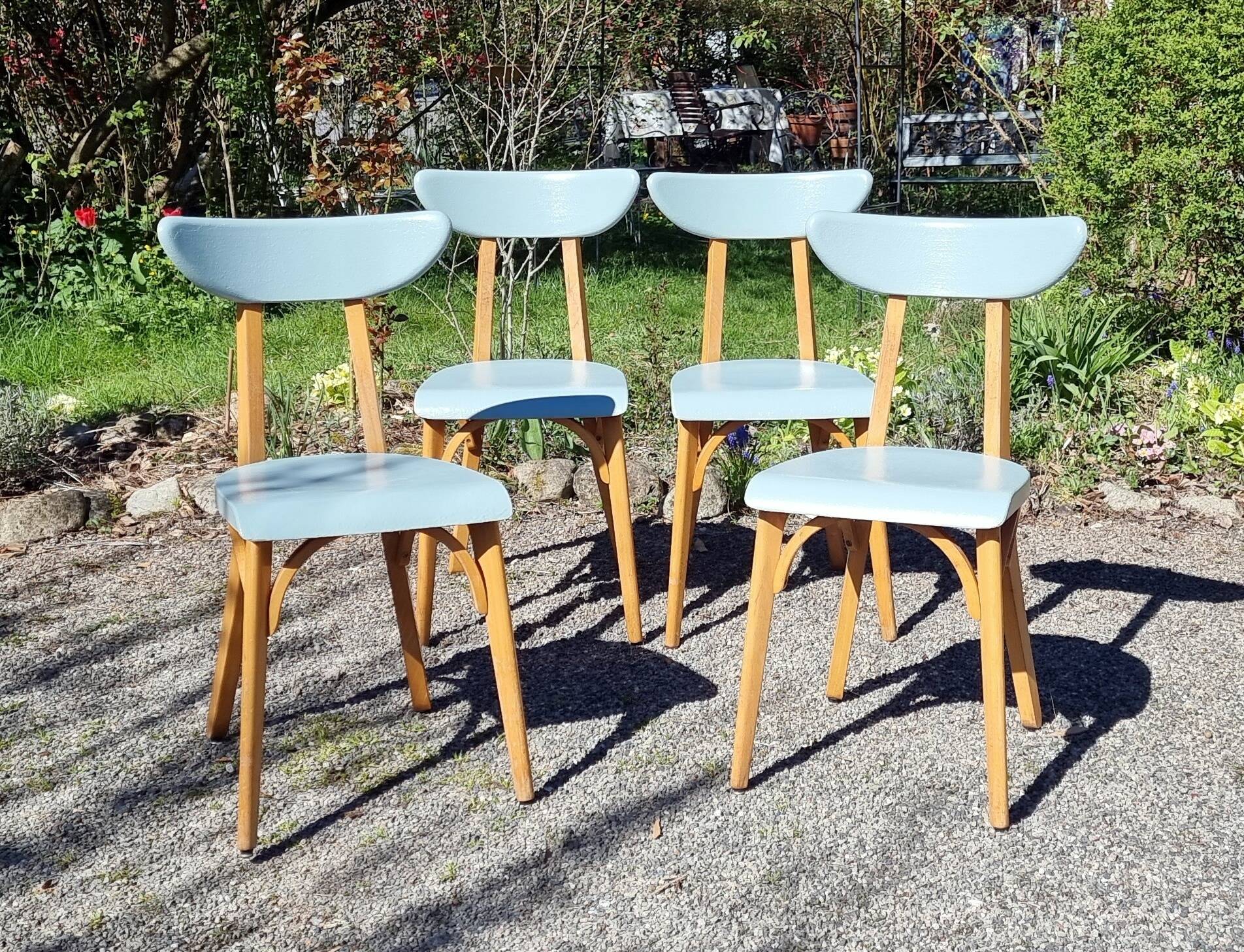 Set of 4 Luterma banana model bistro chairs from the 1960s.