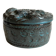 Green-blue enameled ceramic (stoneware) candy box with mermaid decoration, mid-20th century