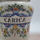 Old carica pharmacy apothecary pot with lid and tin foot