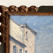 Oil on canvas of a French village "Bavay" 1928, landscape signed and framed.