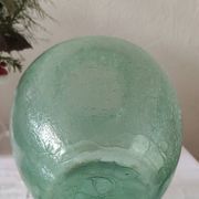Cracked glass round vase in water green, 19 cm
