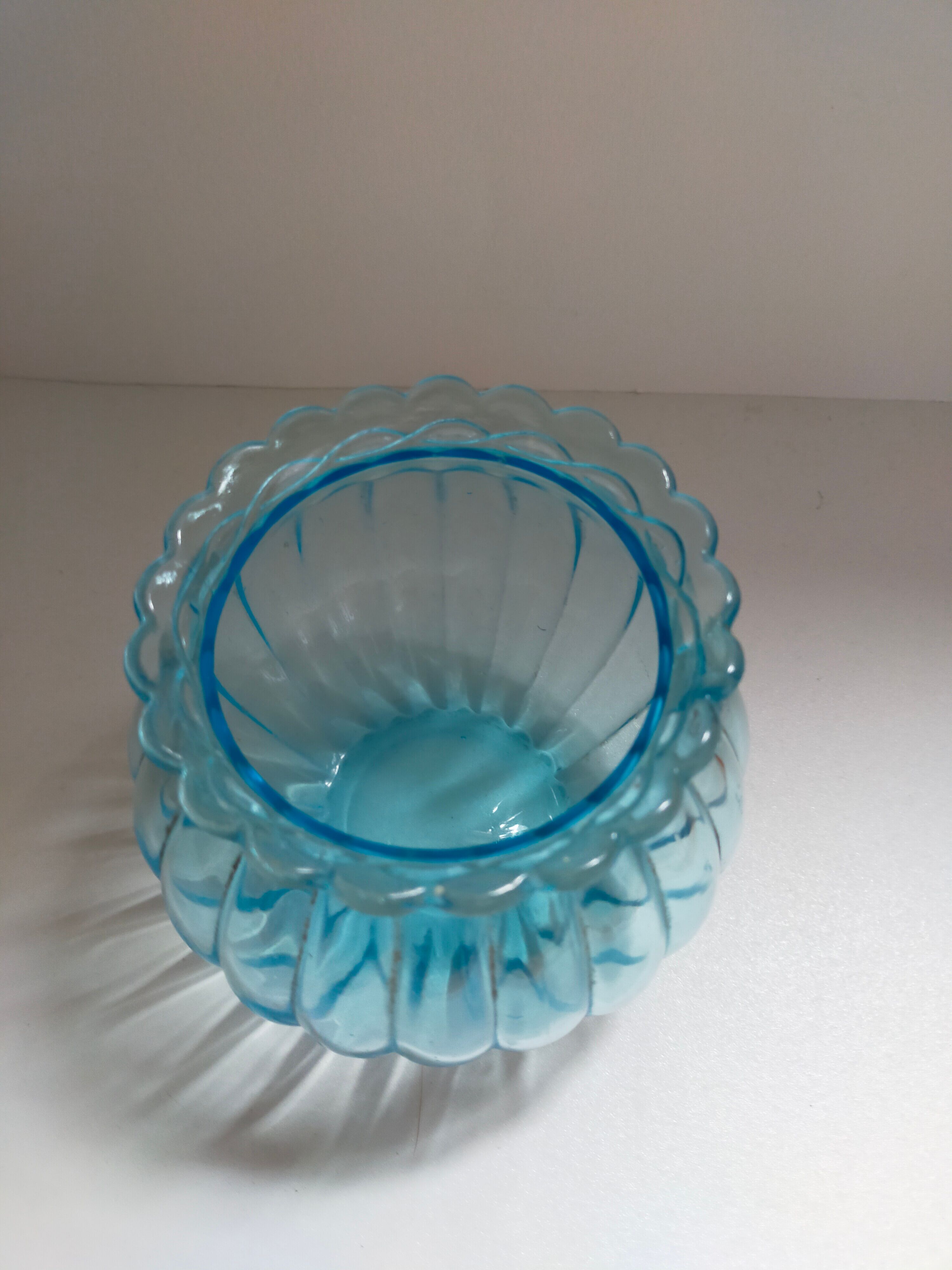 Signed blue ball vase