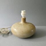 70s stoneware lamp with wool lampshade
