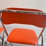 Vintage chrome folding chairs / orange leatherette Soudexvinyl
