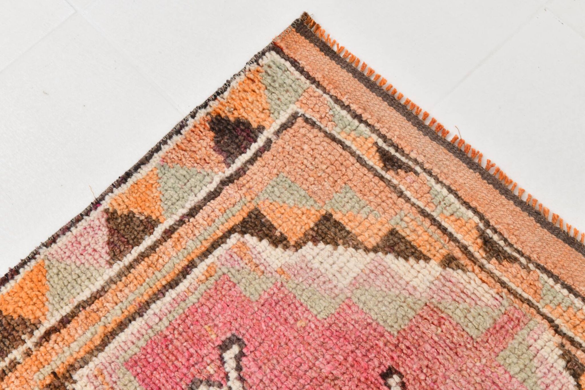 3x13 Soft Orange Wool Runner Rug, Traditional Nomadic Weave, 83x392Cm
