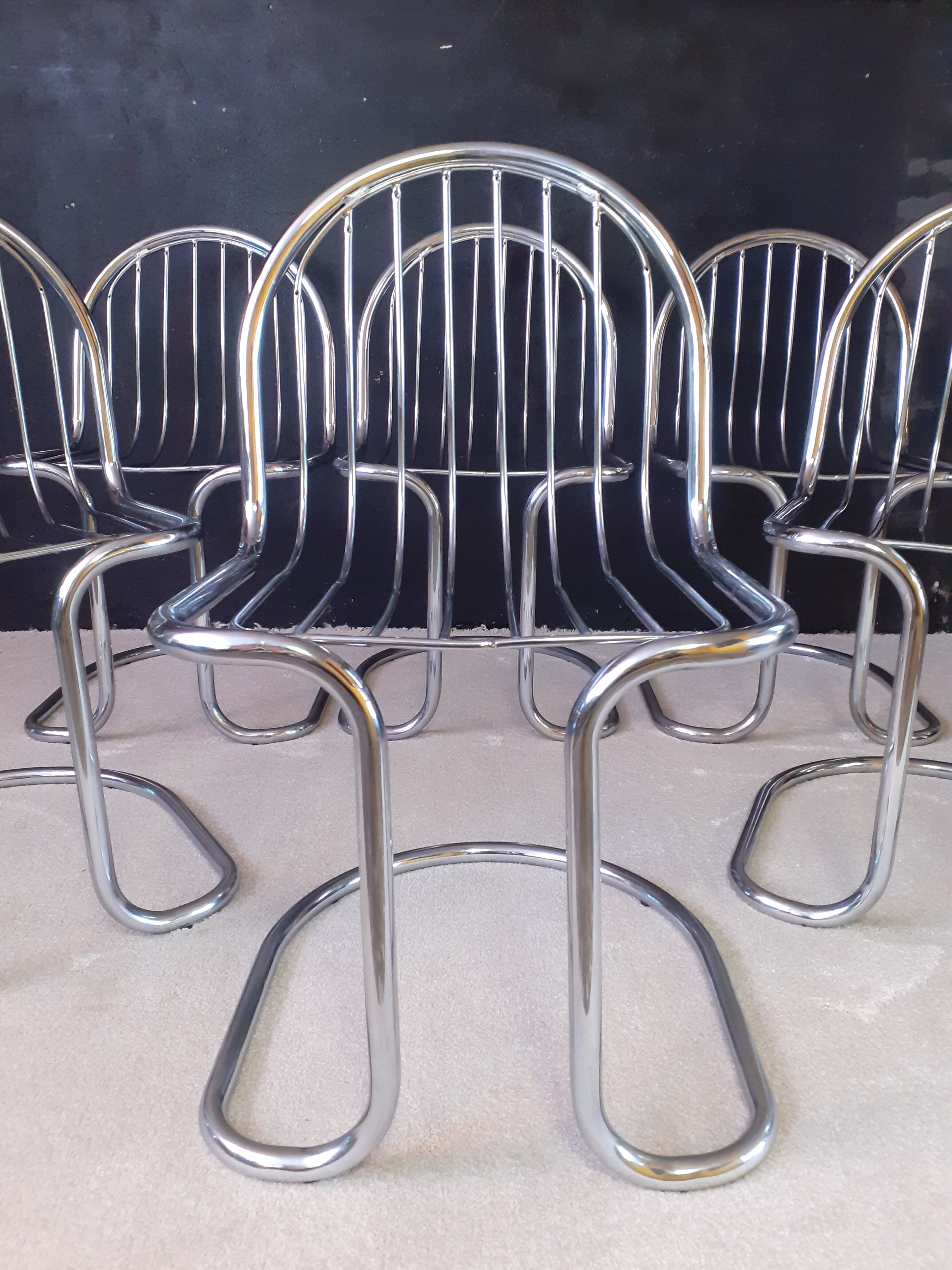 6 designer wired chairs vintage 1970