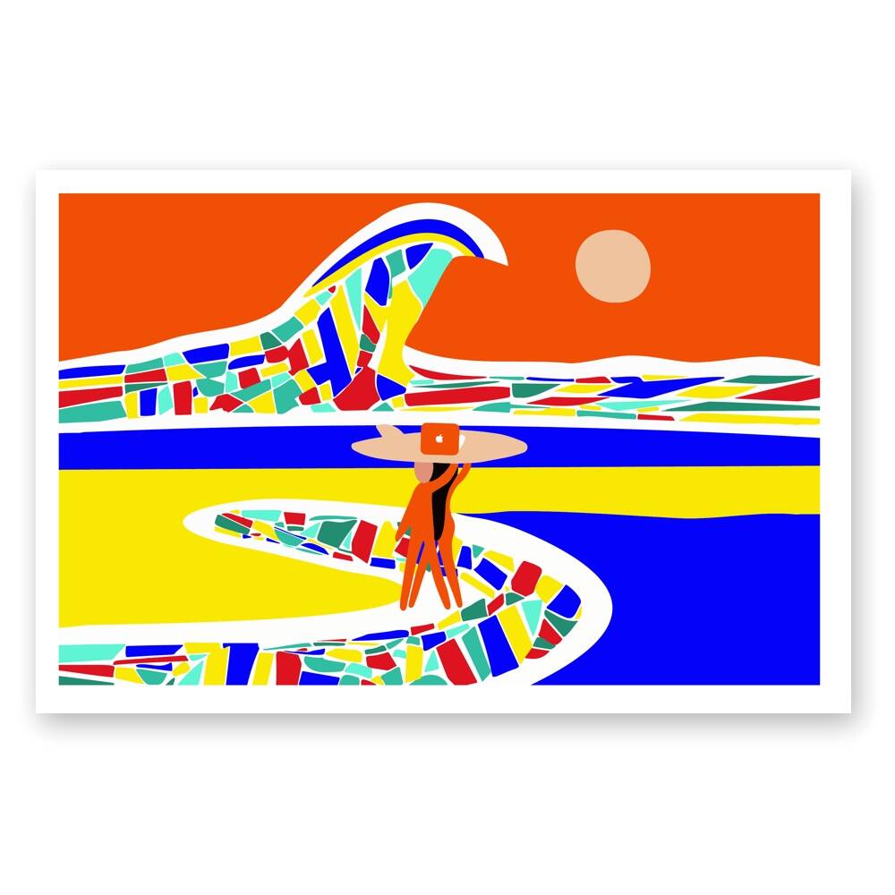 Surf illustration, limited edition of 30 copies, signed by the artist