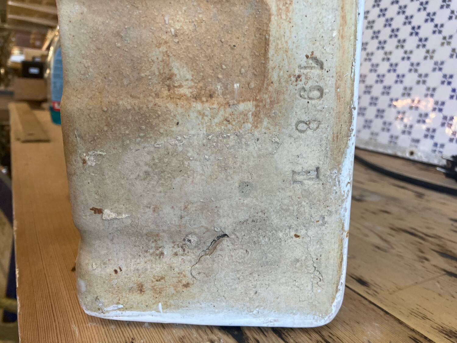 Vintage Ceramic Stamp Sink with Farmhouse Drainer