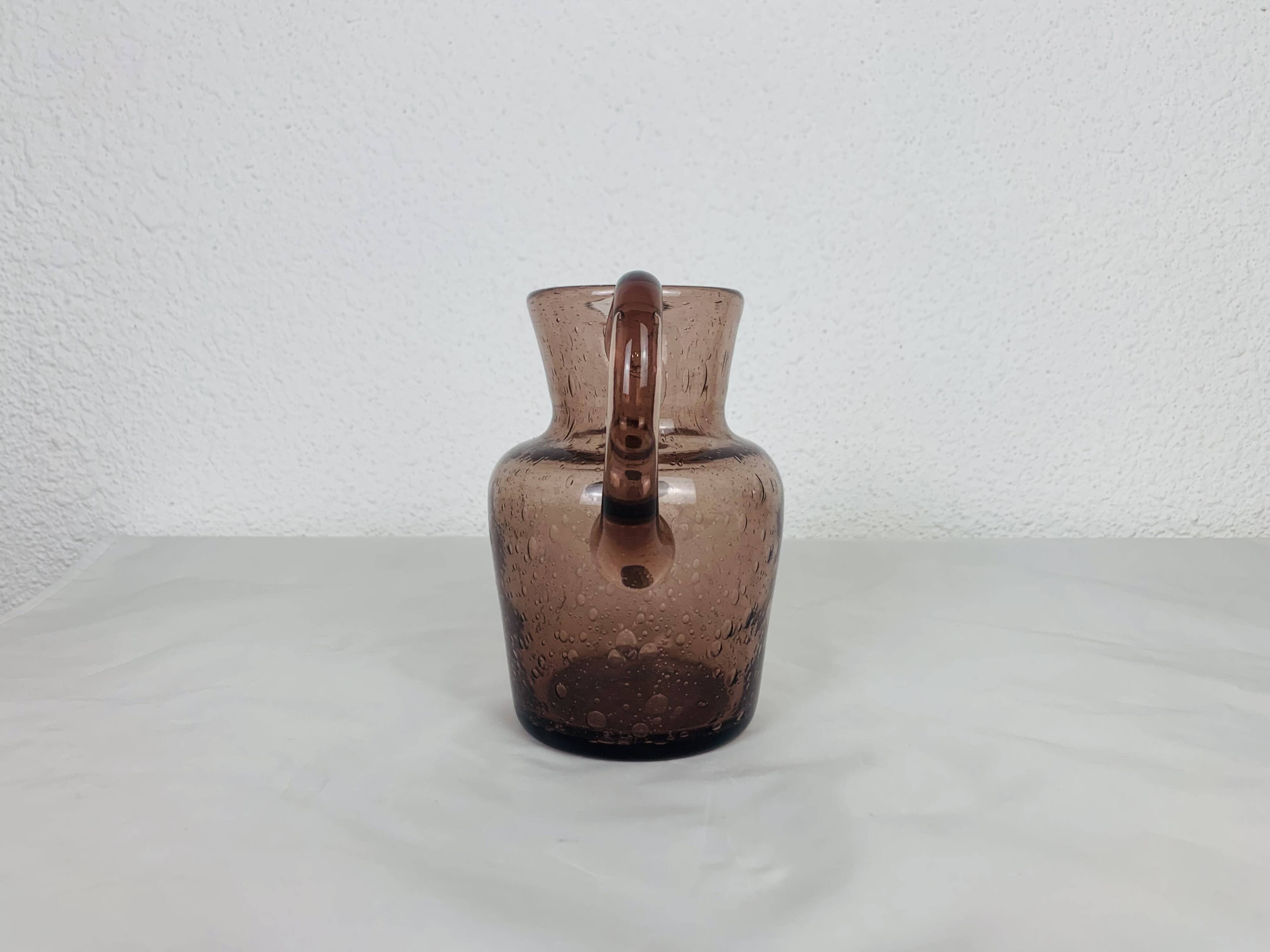 La Rochère pink bubble glass pitcher, vintage