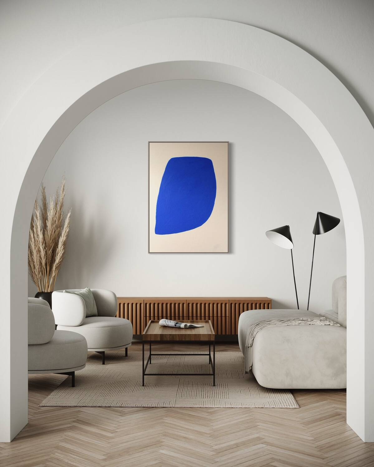 Large blue painting "Not a circle" 100x73 cm