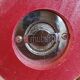 Giant vintage red lacquered wooden pepper mill
