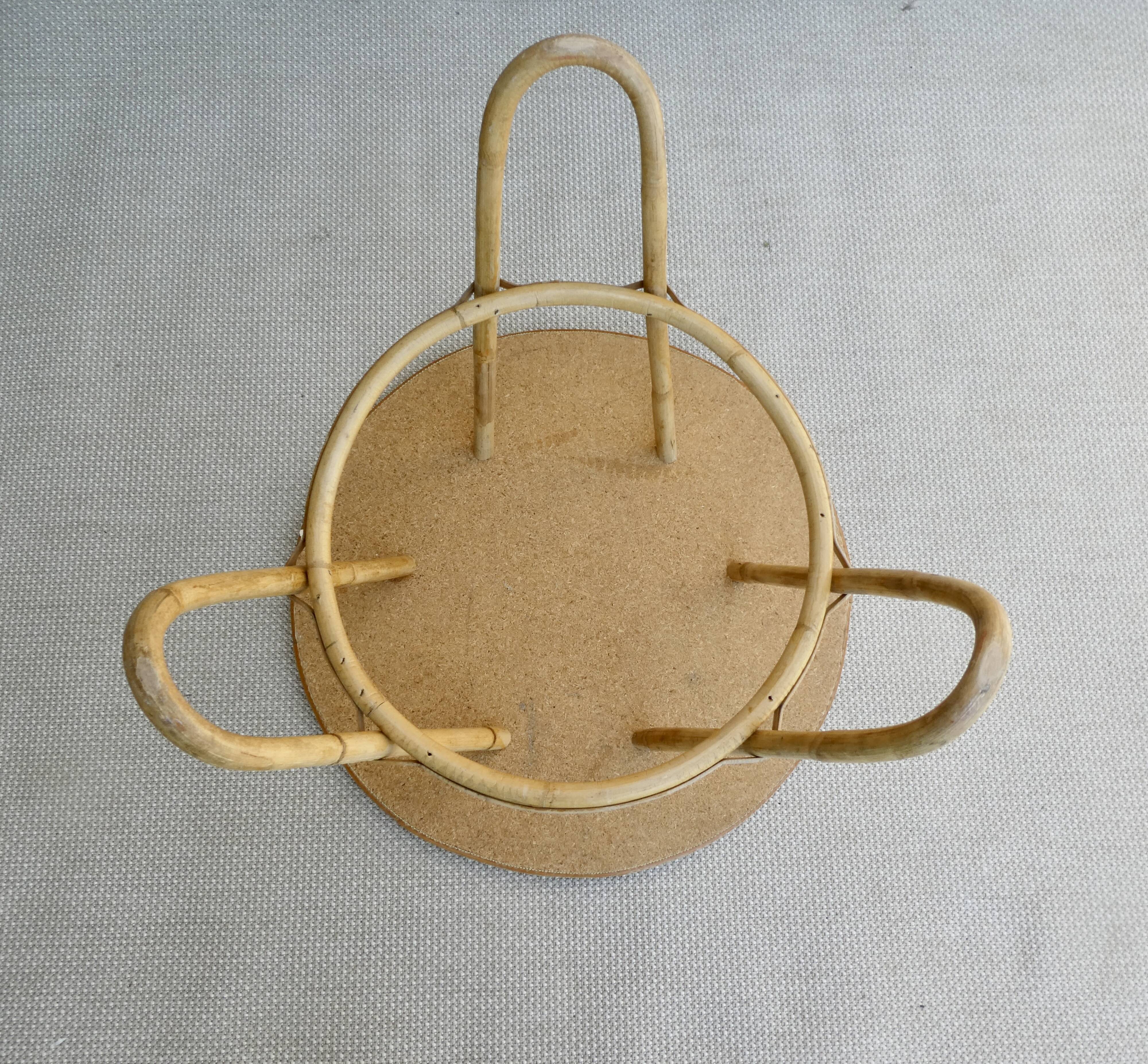 Rattan tripod pedestal table, 1960