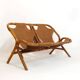 Rohe Noordwolde, bamboo and leather bench, 1970s.