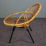 Fauteuil en rotin Design Hollandais 1960