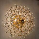 Grand plafonnier en laiton et cristal par Stilkronen Italie années 1970