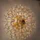 Grand plafonnier en laiton et cristal par Stilkronen Italie années 1970