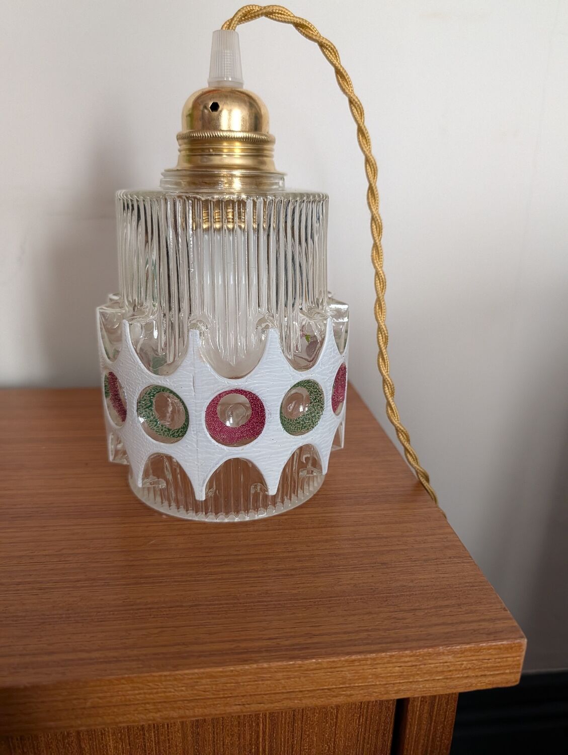 Textured glass pendant in the style of Doria Leuchten (1960)