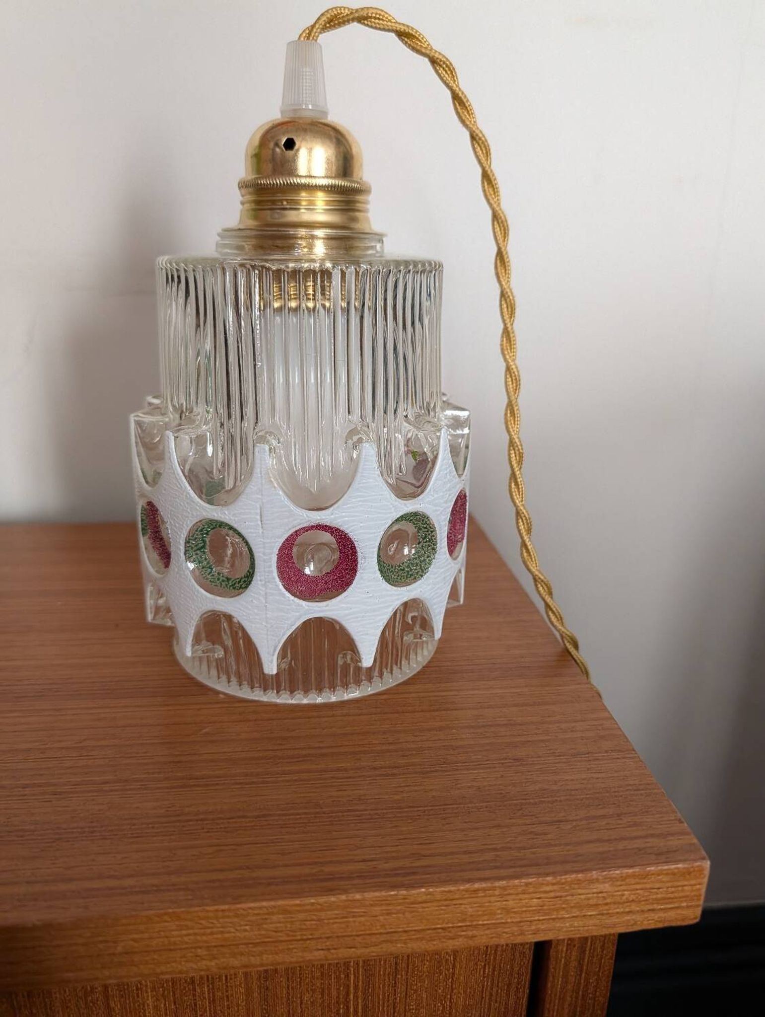 Textured glass pendant in the style of Doria Leuchten (1960)