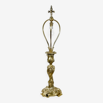 Lampe en Bronze Doré, Art Nouveau – Fin XIXe