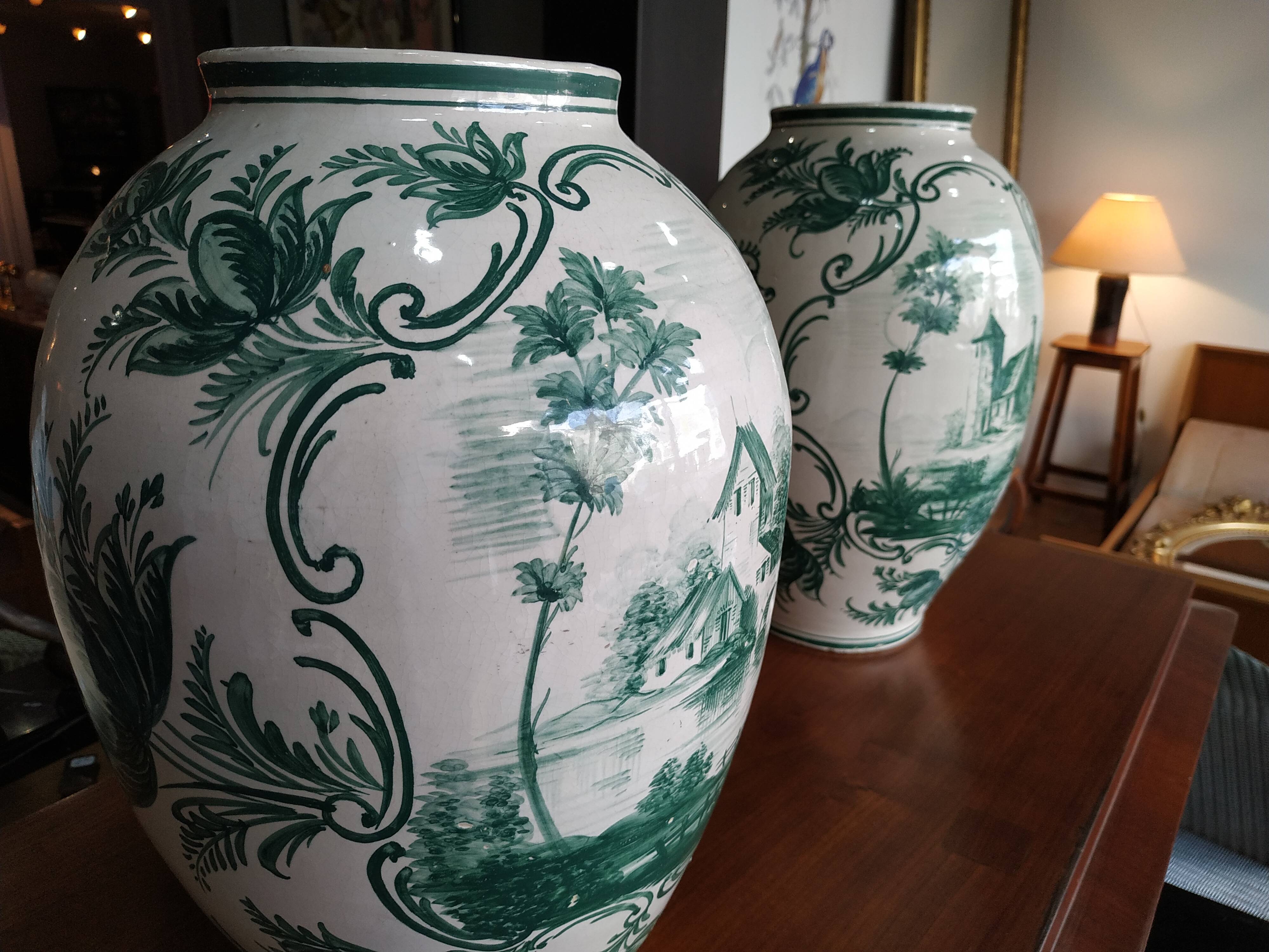 Pair of large vase earthenware Malicorne Tessier