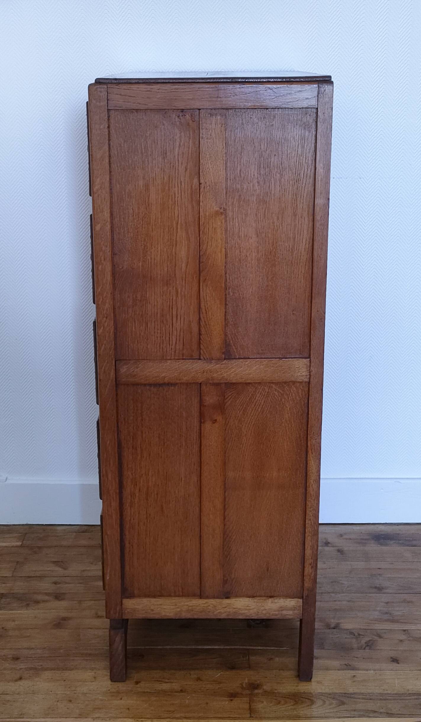 chest of drawers oak five drawers 1950s