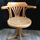 Swivel curved wooden desk armchair
