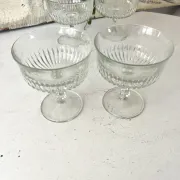 Coupe Glasses – French Set of 6 Pressed Glass Sunburst Cocktail Desser