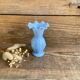 Small blue milk glass vase