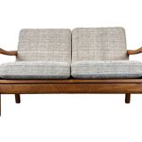 60s 70s teak sofa 2 seater couch J. Kristensen Danish Denmark Design