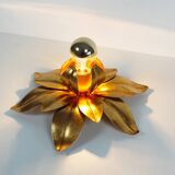 Medium sized gilded vintage florentine flush mount light