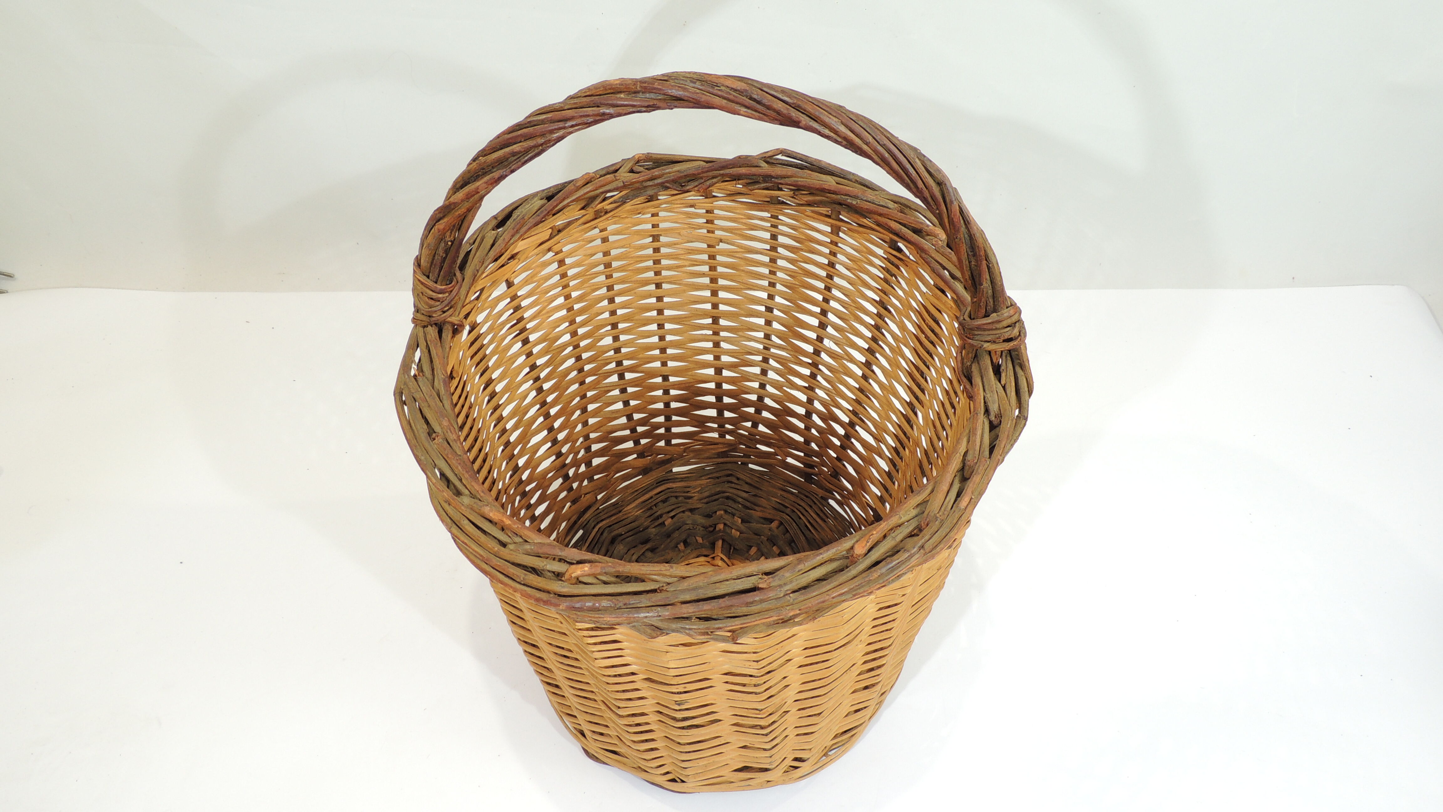 Antique wicker basket / handmade / vintage
