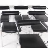 Set of 6 chrome and leather chairs