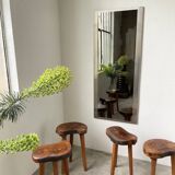 Set of 5 olive tree tripod stools from the 50s
