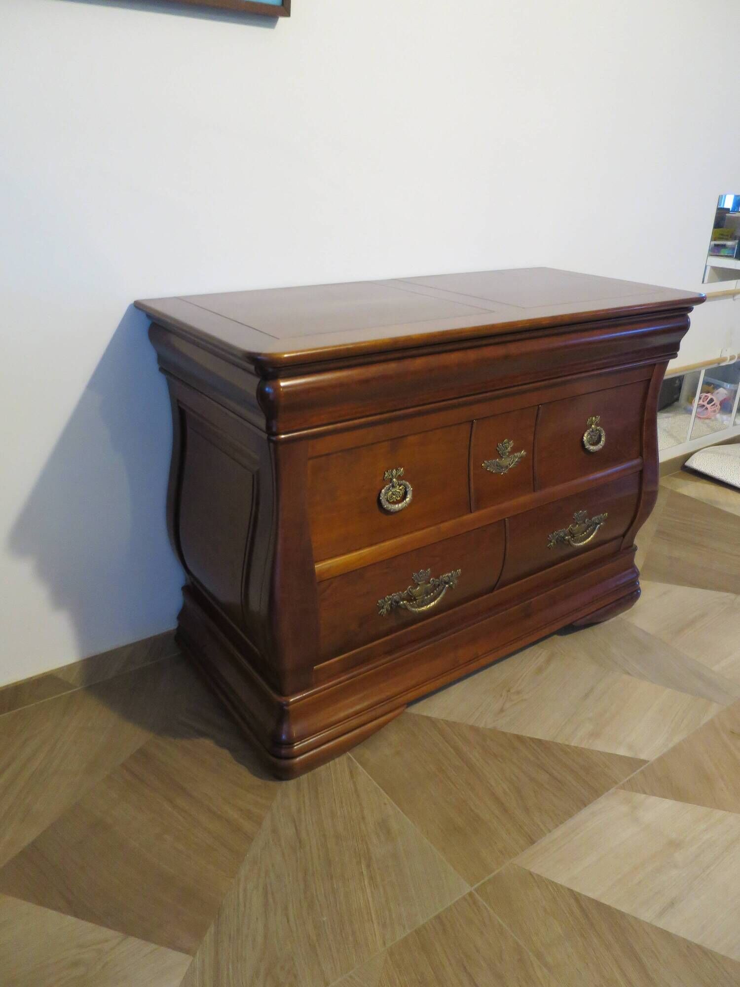 Rare - Pretty English chest of drawers - 3 drawers - solid wood "tomb" chest of drawers - Sourisseau cabinetmaker