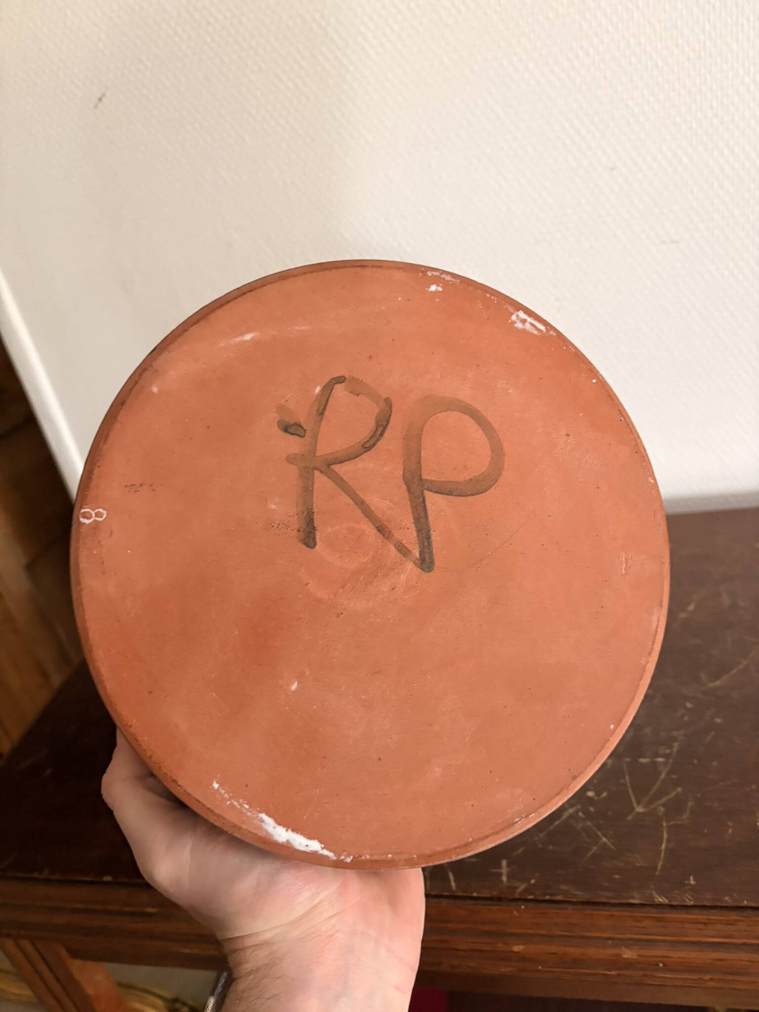 Bowl Flat Salad Bowl Terracotta Signed Robert Picault Vallauris 1950