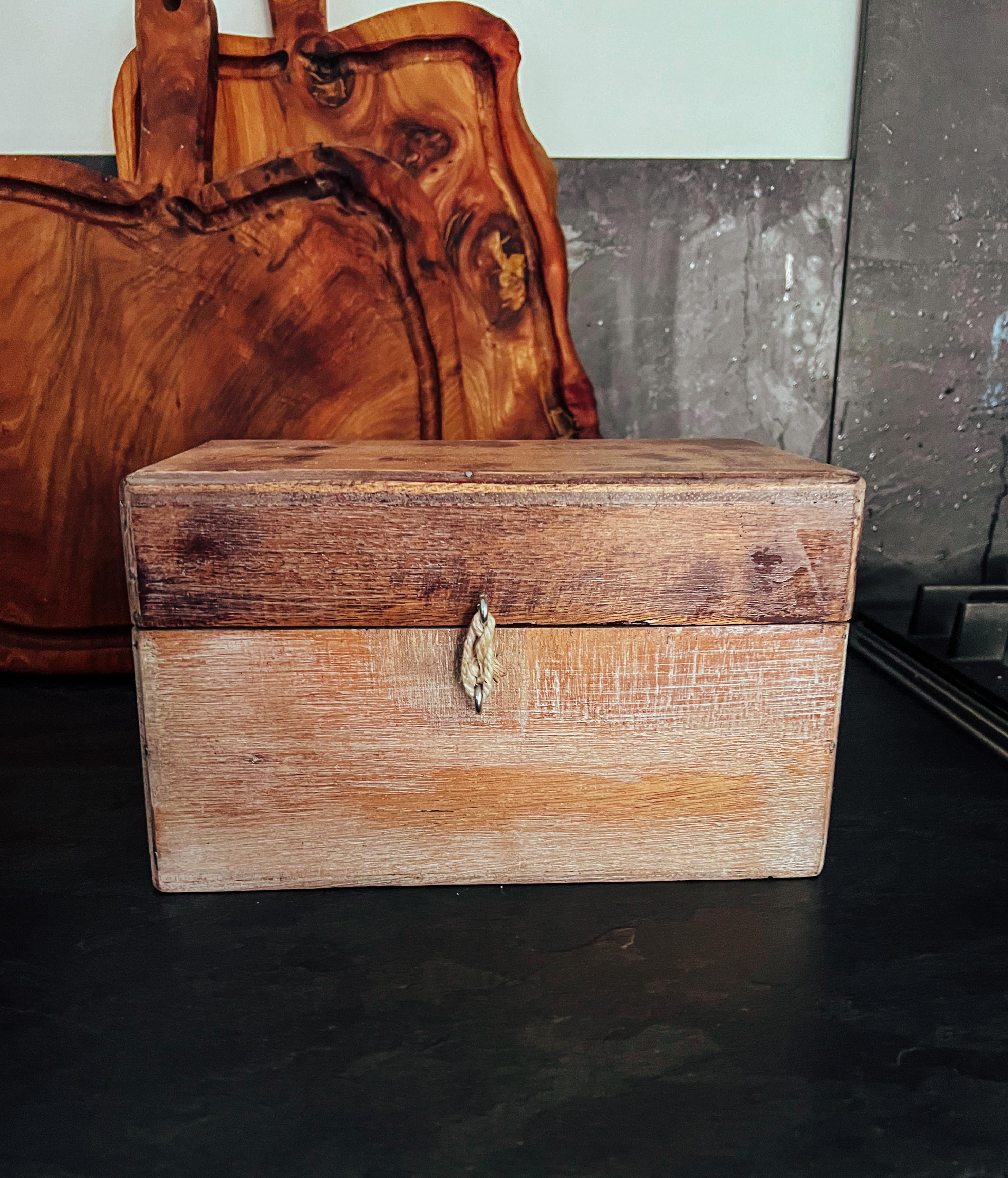 Old wooden kitchen storage box