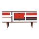 Mid-Century Walnut Sideboard with Hand-Painted Pattern, 1960s.