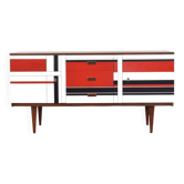 Mid-Century Walnut Sideboard with Hand-Painted Pattern, 1960s.