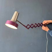 Vintage Space Age purple scissor wall light